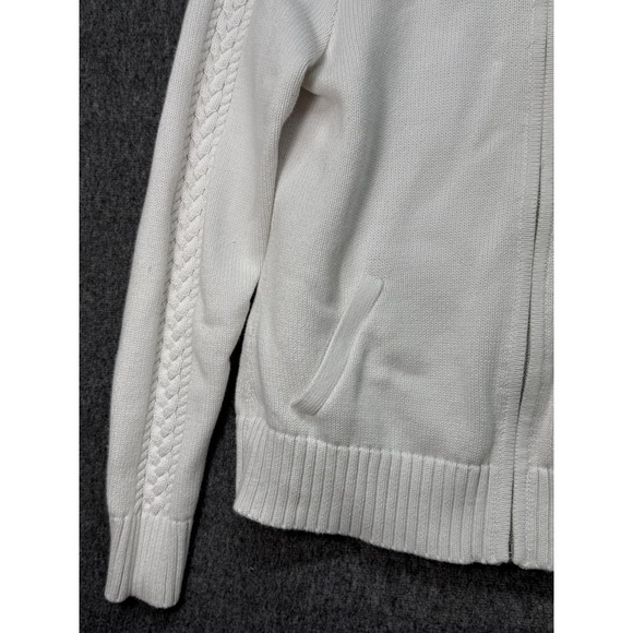 Polo Ralph Lauren Sweater Womens Small White‎ Full Zip Mock Neck Cable Knit Pony - Picture 4 of 12